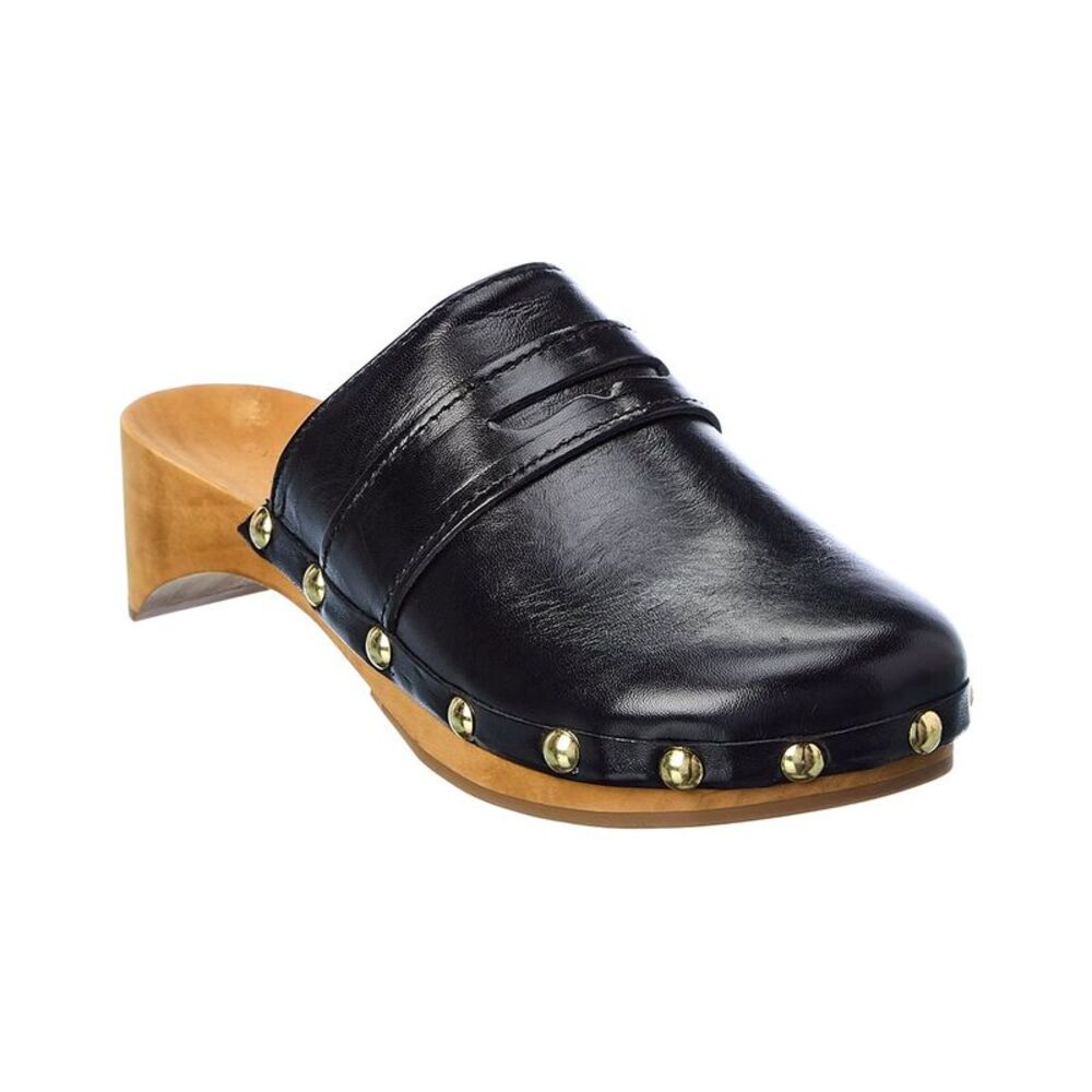 By Far Hans Leather Clog, Black